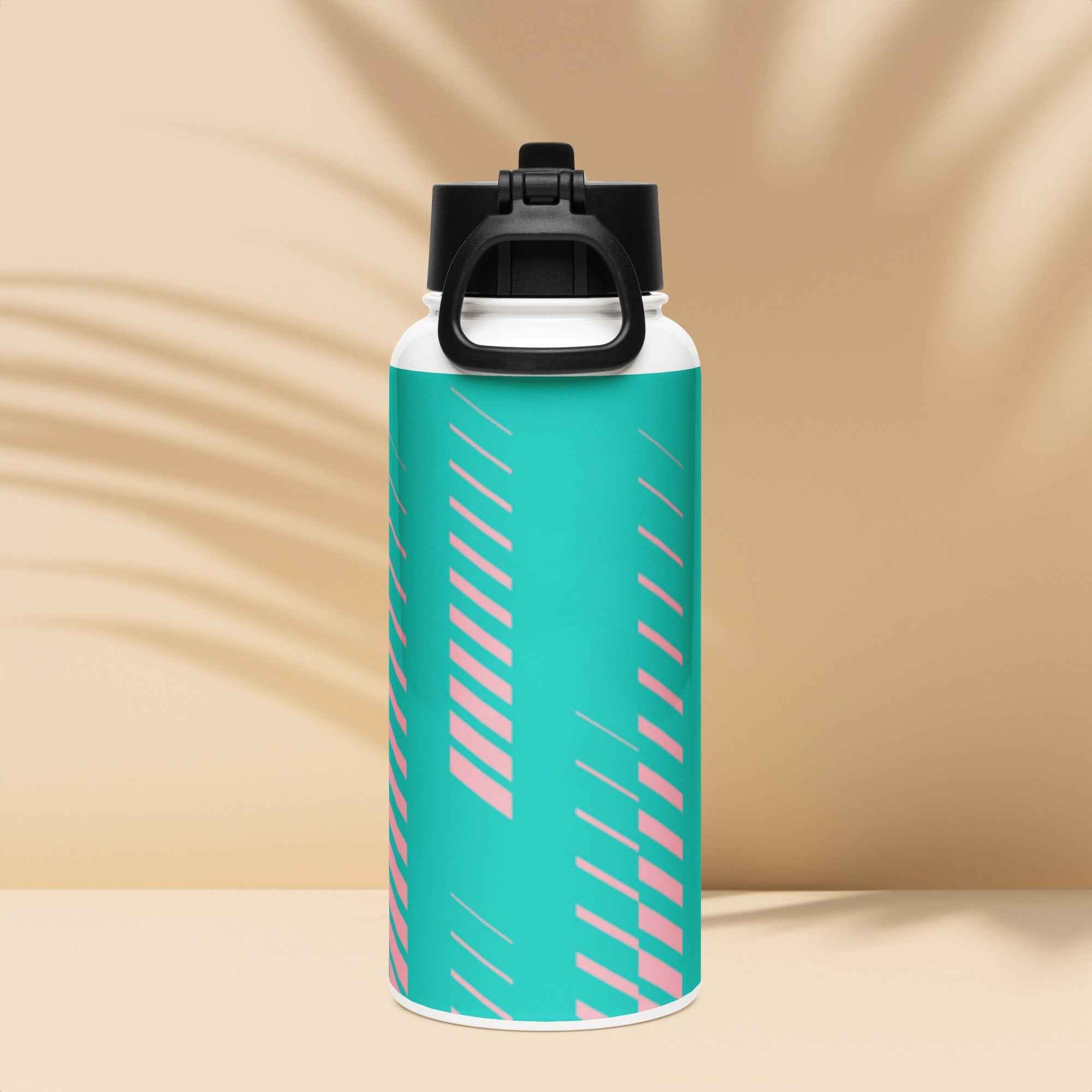 Stainless steel water bottle with a straw lid