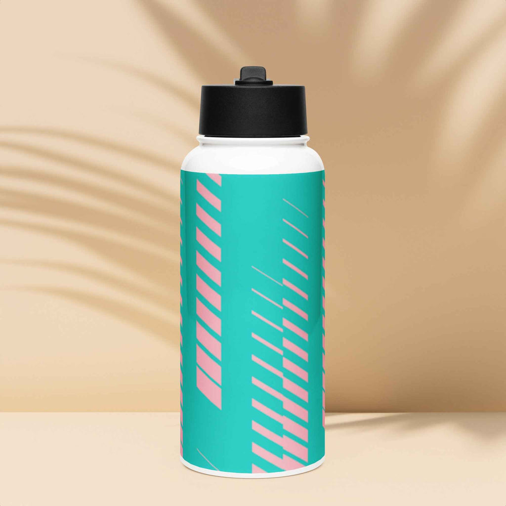 Stainless steel water bottle with a straw lid