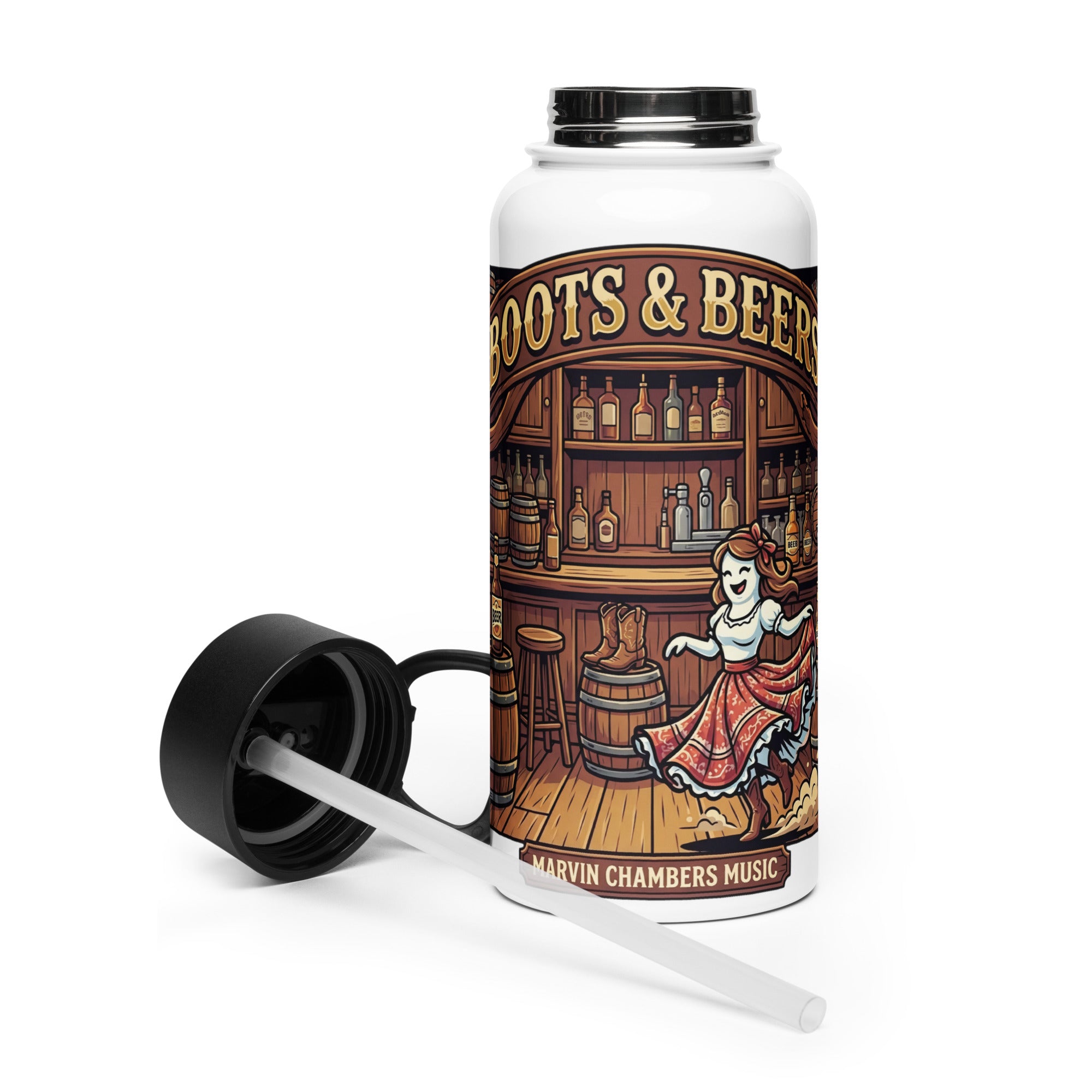 Stainless steel water bottle with a straw lid - MCM Merchandise