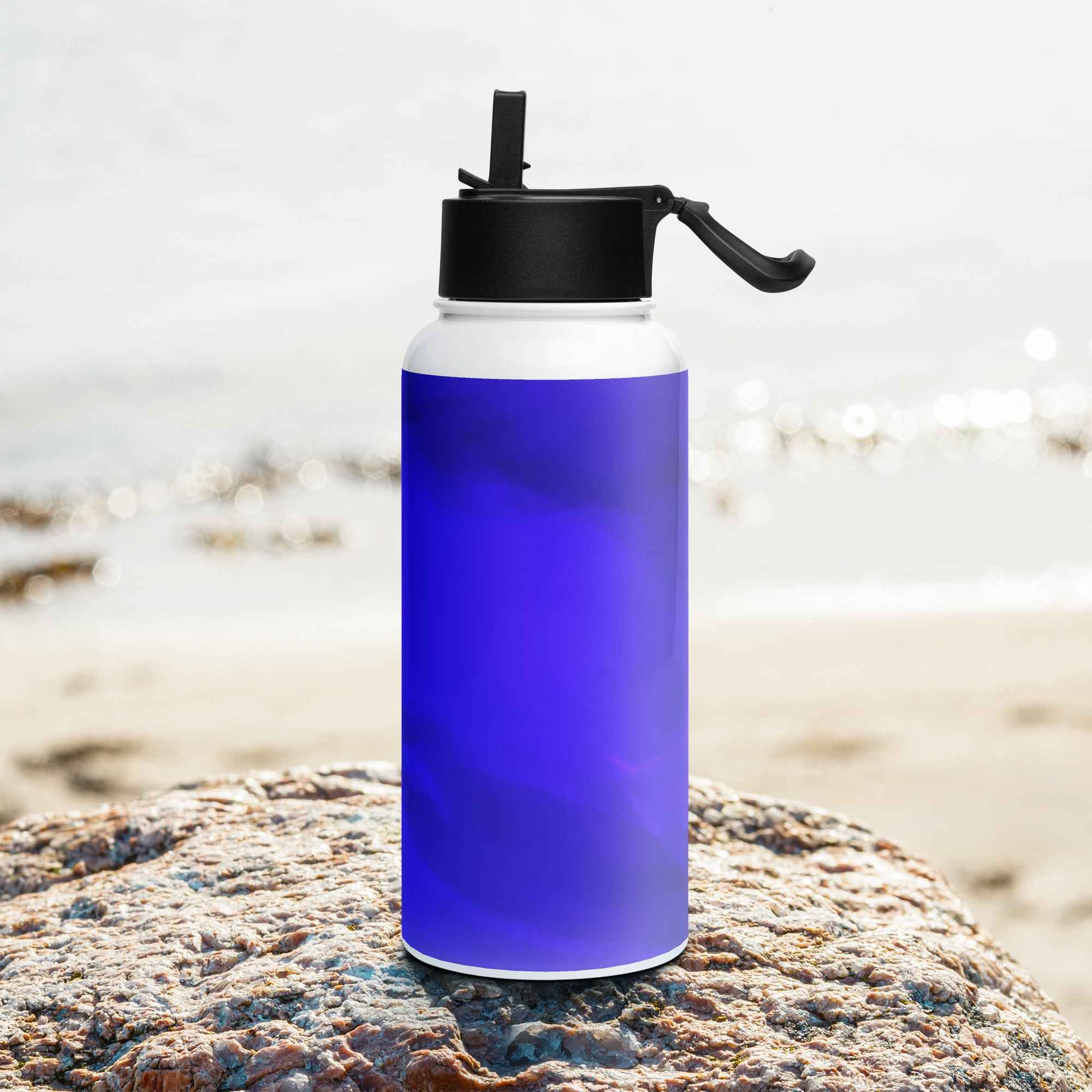 Stainless steel water bottle with a straw lid