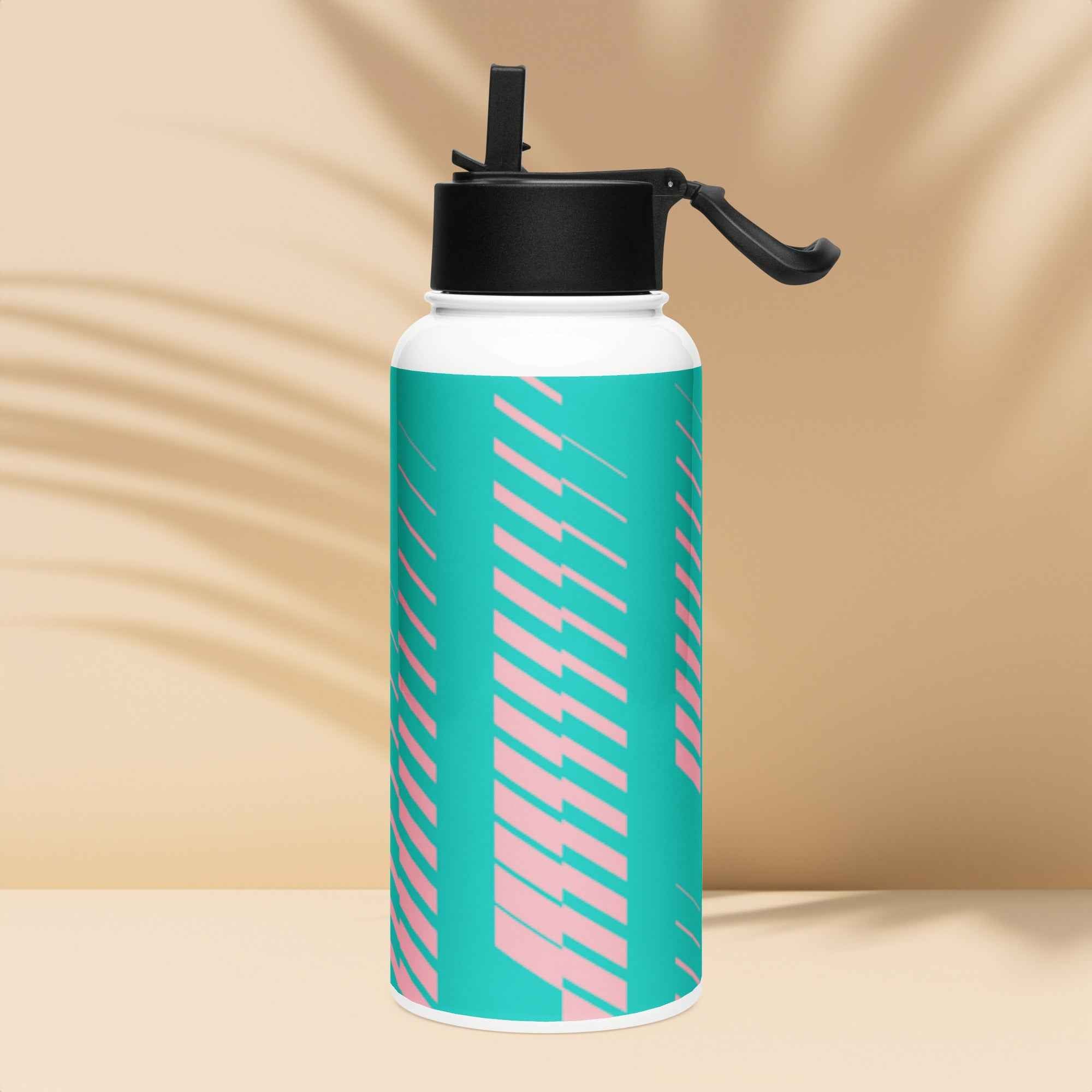 Stainless steel water bottle with a straw lid