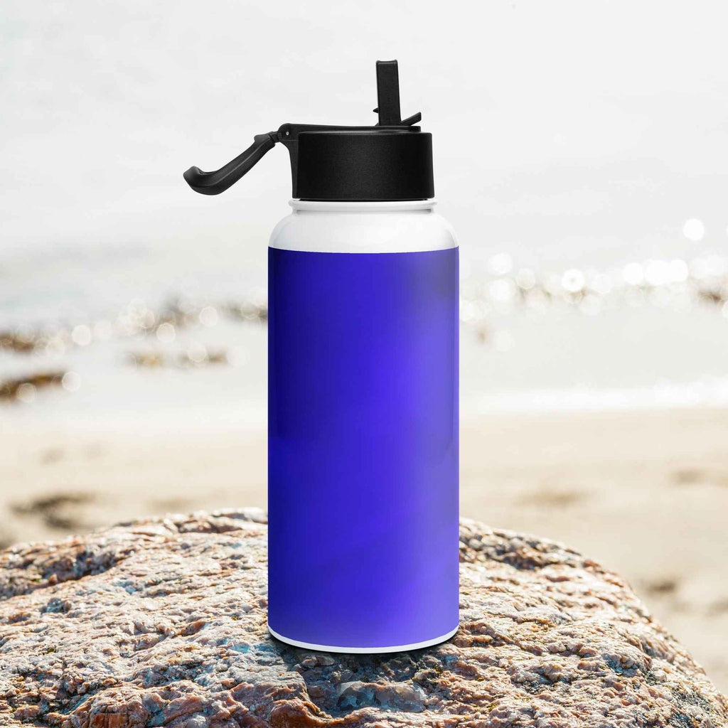 Stainless steel water bottle with a straw lid