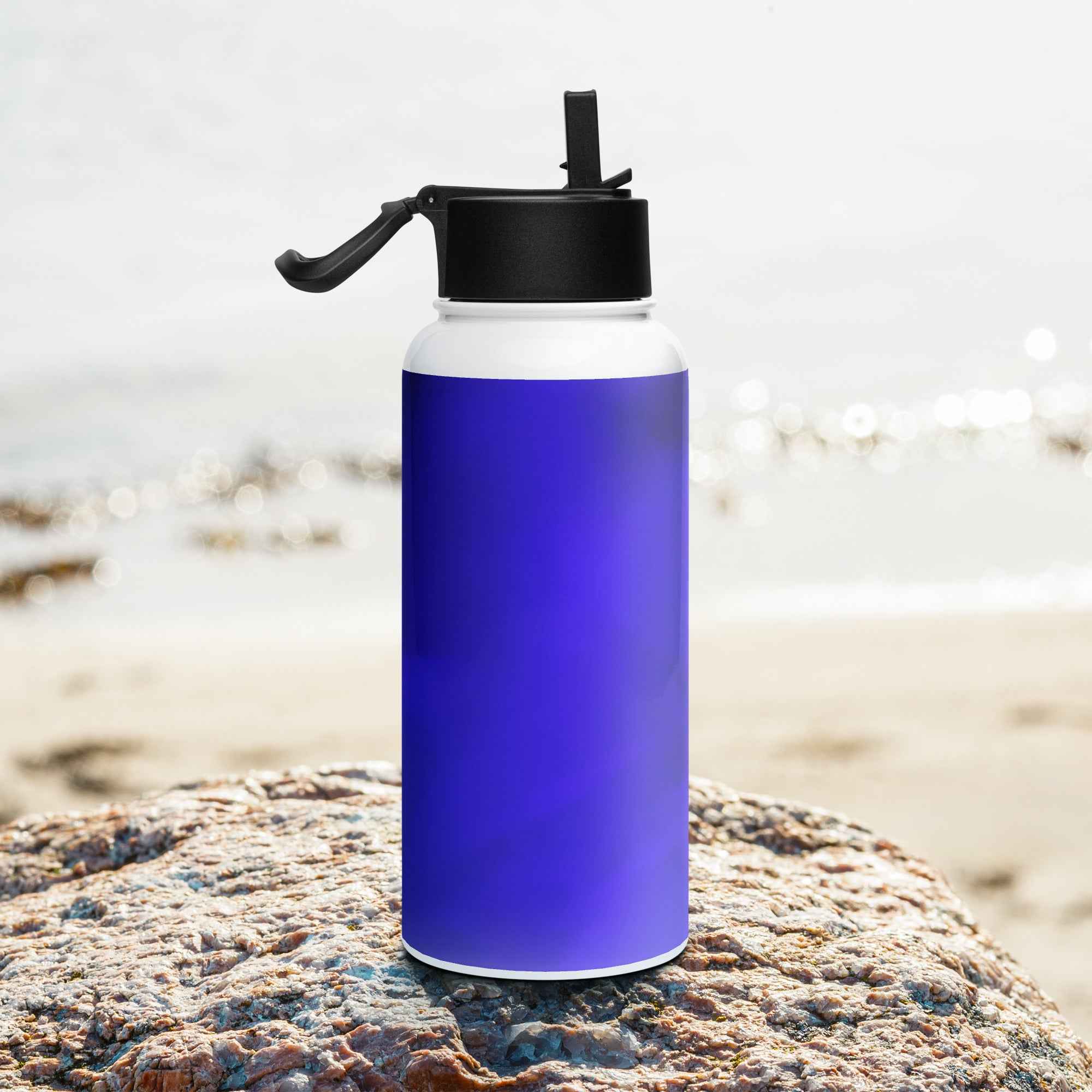 Stainless steel water bottle with a straw lid