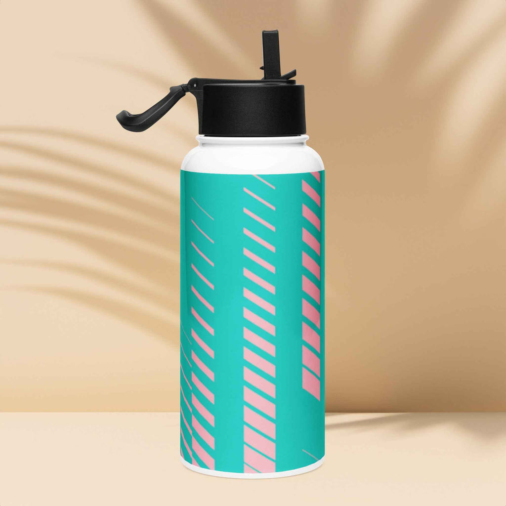Stainless steel water bottle with a straw lid