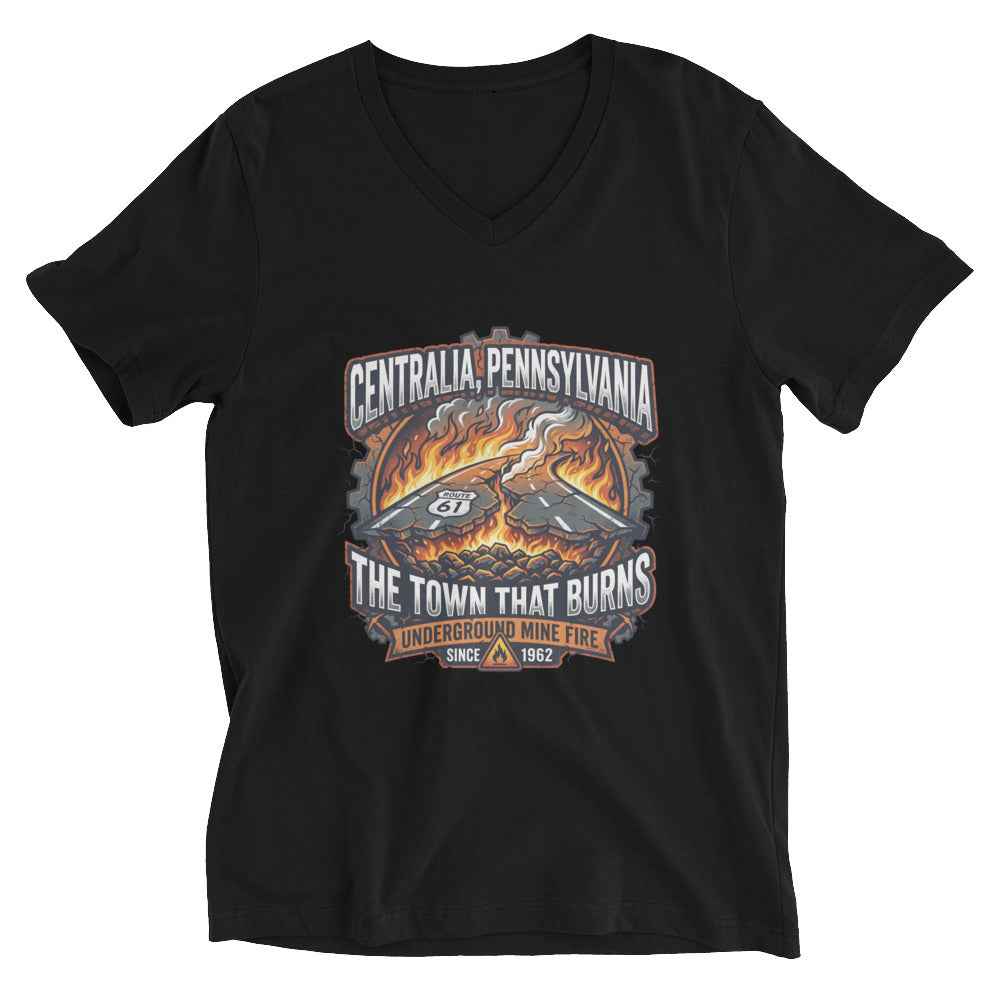 Centralia Pennsylvania  Unisex Short Sleeve V-Neck T-Shirt